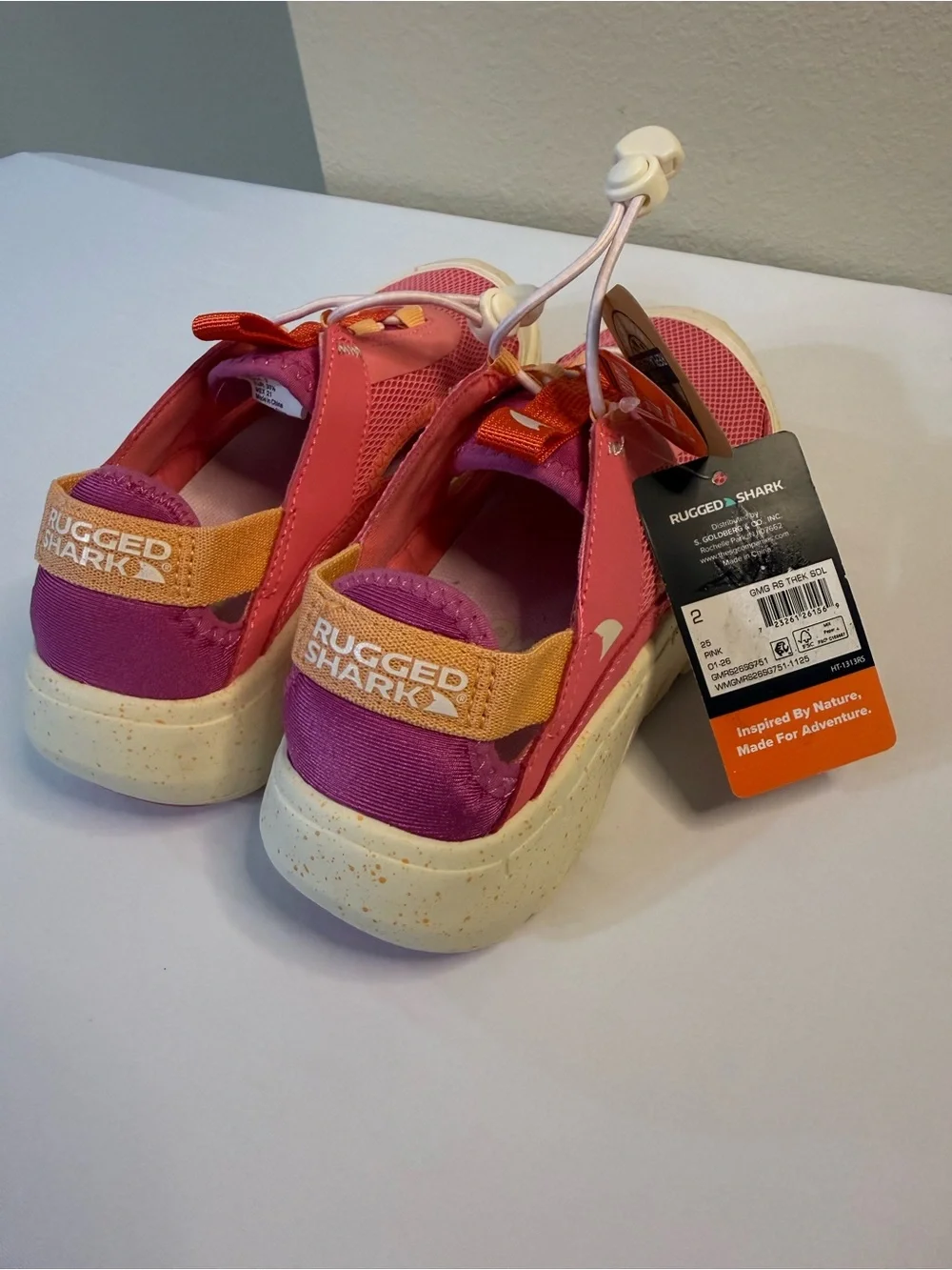 Rugged Shark Girls Pink Adventure Water Shoes Size 2 NWT